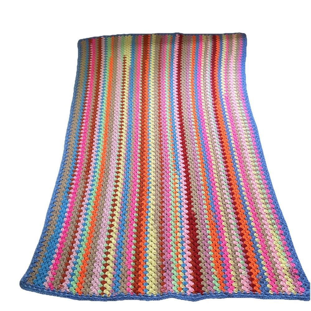 Handmade Vintage Afghan Crochet Blanket 43"x62"